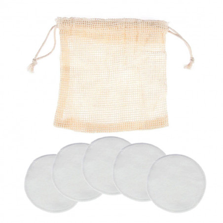 Almohadillas desmaquilladoras reutilizables de algodón de bambú x 5
