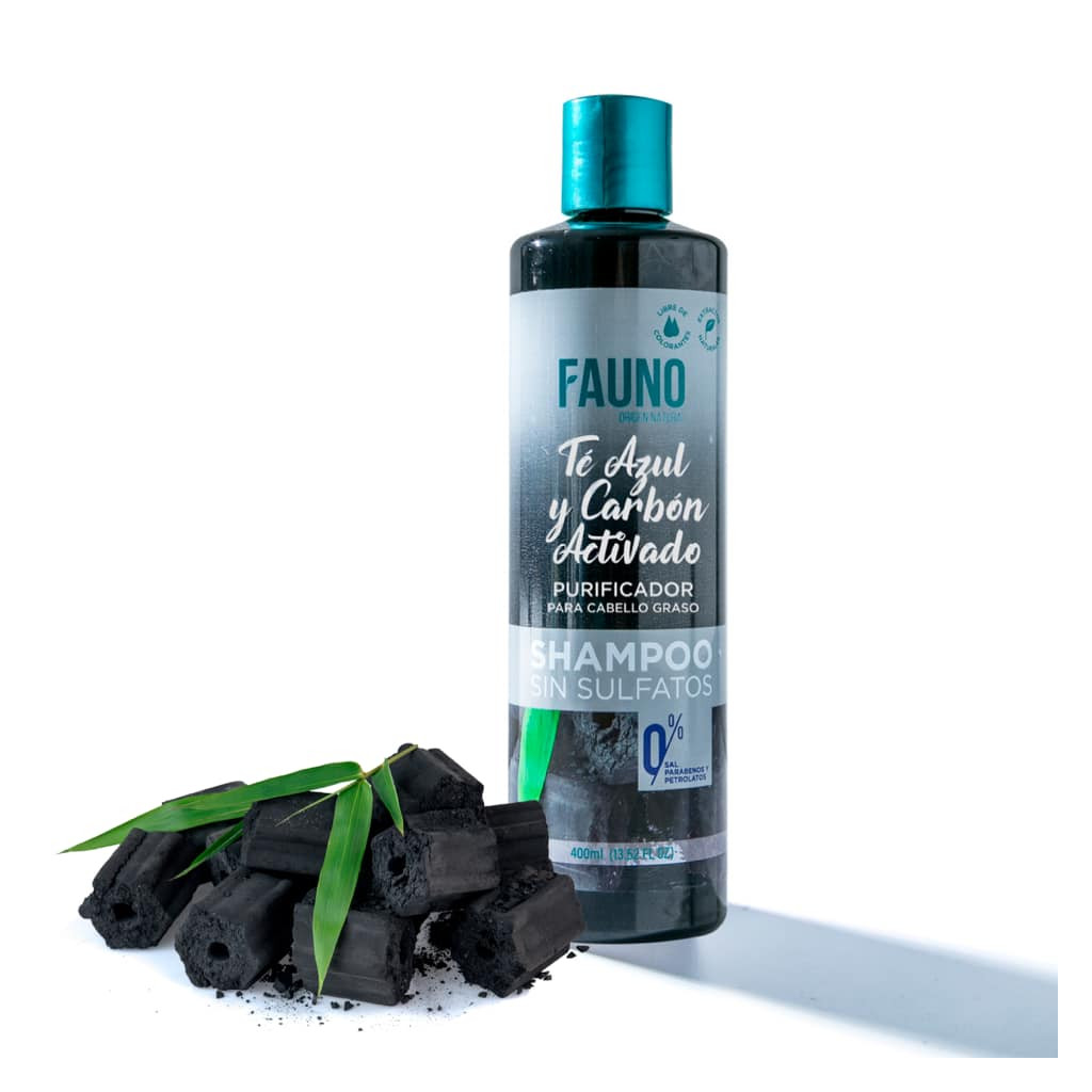 Shampoo Sin Sulfatos Té Azul y Carbón Activado Cabello Graso
